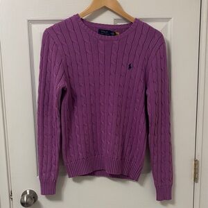 Polo by Ralph Lauren Women's Cable Knit Cotton Crewneck Sweater